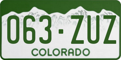 CO license plate 063ZUZ