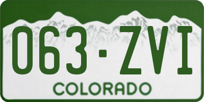 CO license plate 063ZVI