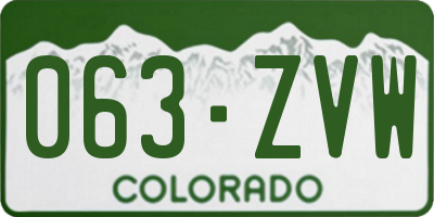 CO license plate 063ZVW