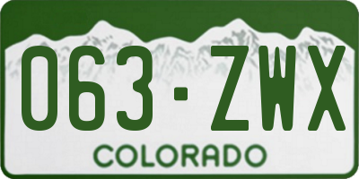 CO license plate 063ZWX