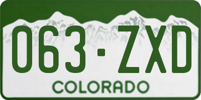 CO license plate 063ZXD