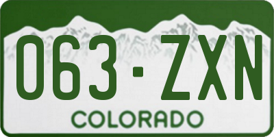 CO license plate 063ZXN