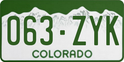 CO license plate 063ZYK