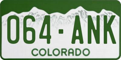 CO license plate 064ANK
