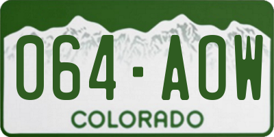 CO license plate 064AOW