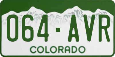 CO license plate 064AVR