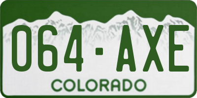 CO license plate 064AXE