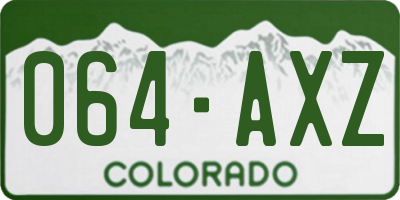 CO license plate 064AXZ