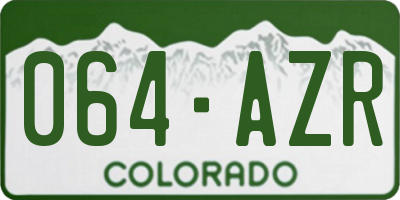 CO license plate 064AZR