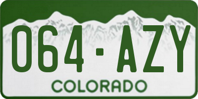 CO license plate 064AZY