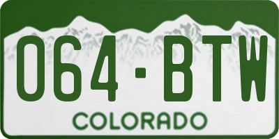 CO license plate 064BTW