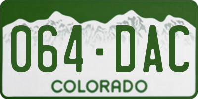 CO license plate 064DAC
