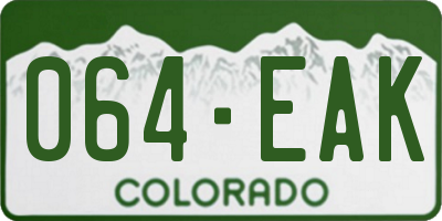 CO license plate 064EAK
