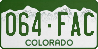 CO license plate 064FAC