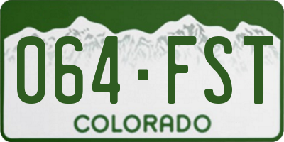 CO license plate 064FST