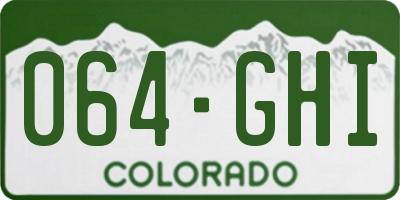 CO license plate 064GHI