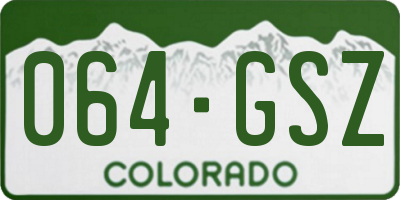 CO license plate 064GSZ