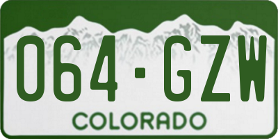 CO license plate 064GZW