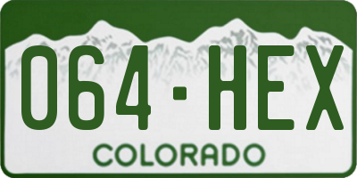 CO license plate 064HEX