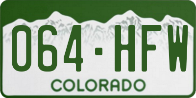 CO license plate 064HFW