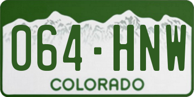 CO license plate 064HNW