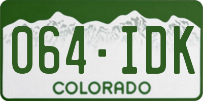 CO license plate 064IDK