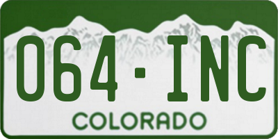 CO license plate 064INC
