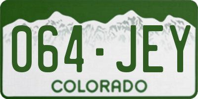 CO license plate 064JEY