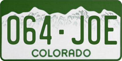 CO license plate 064JOE