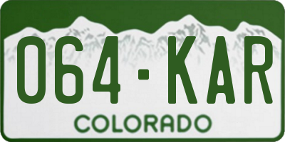 CO license plate 064KAR