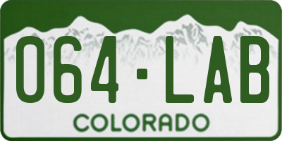 CO license plate 064LAB