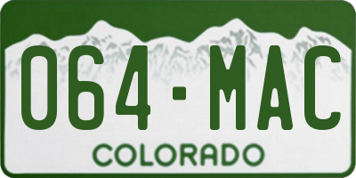 CO license plate 064MAC