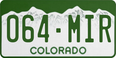 CO license plate 064MIR