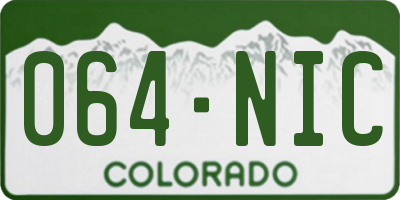 CO license plate 064NIC