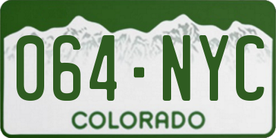 CO license plate 064NYC