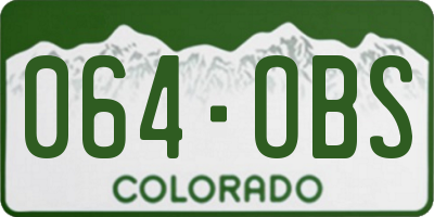 CO license plate 064OBS