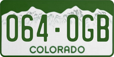 CO license plate 064OGB