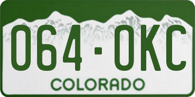 CO license plate 064OKC