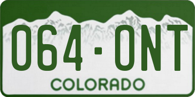 CO license plate 064ONT