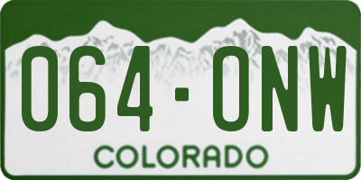 CO license plate 064ONW