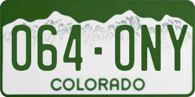 CO license plate 064ONY