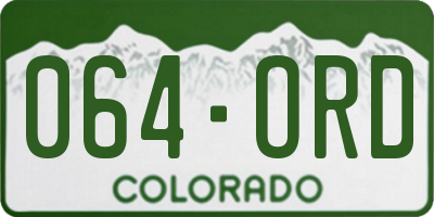 CO license plate 064ORD