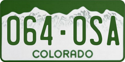 CO license plate 064OSA