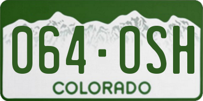 CO license plate 064OSH