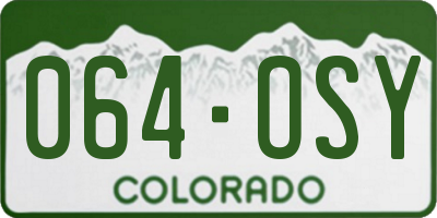 CO license plate 064OSY