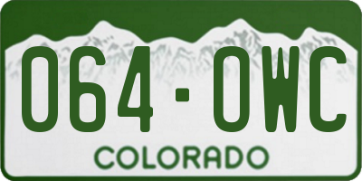CO license plate 064OWC