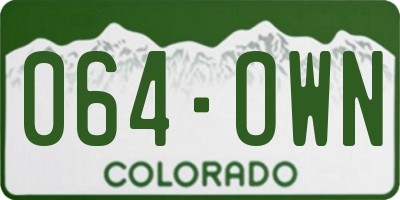 CO license plate 064OWN