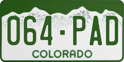 CO license plate 064PAD