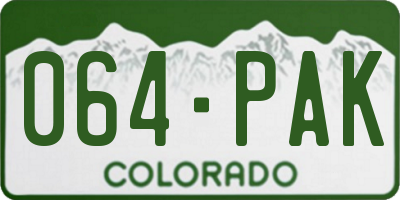 CO license plate 064PAK