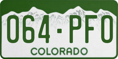 CO license plate 064PFO